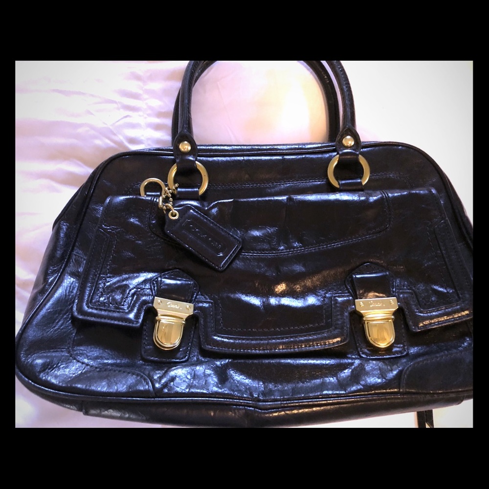Black patent leather Coach purse